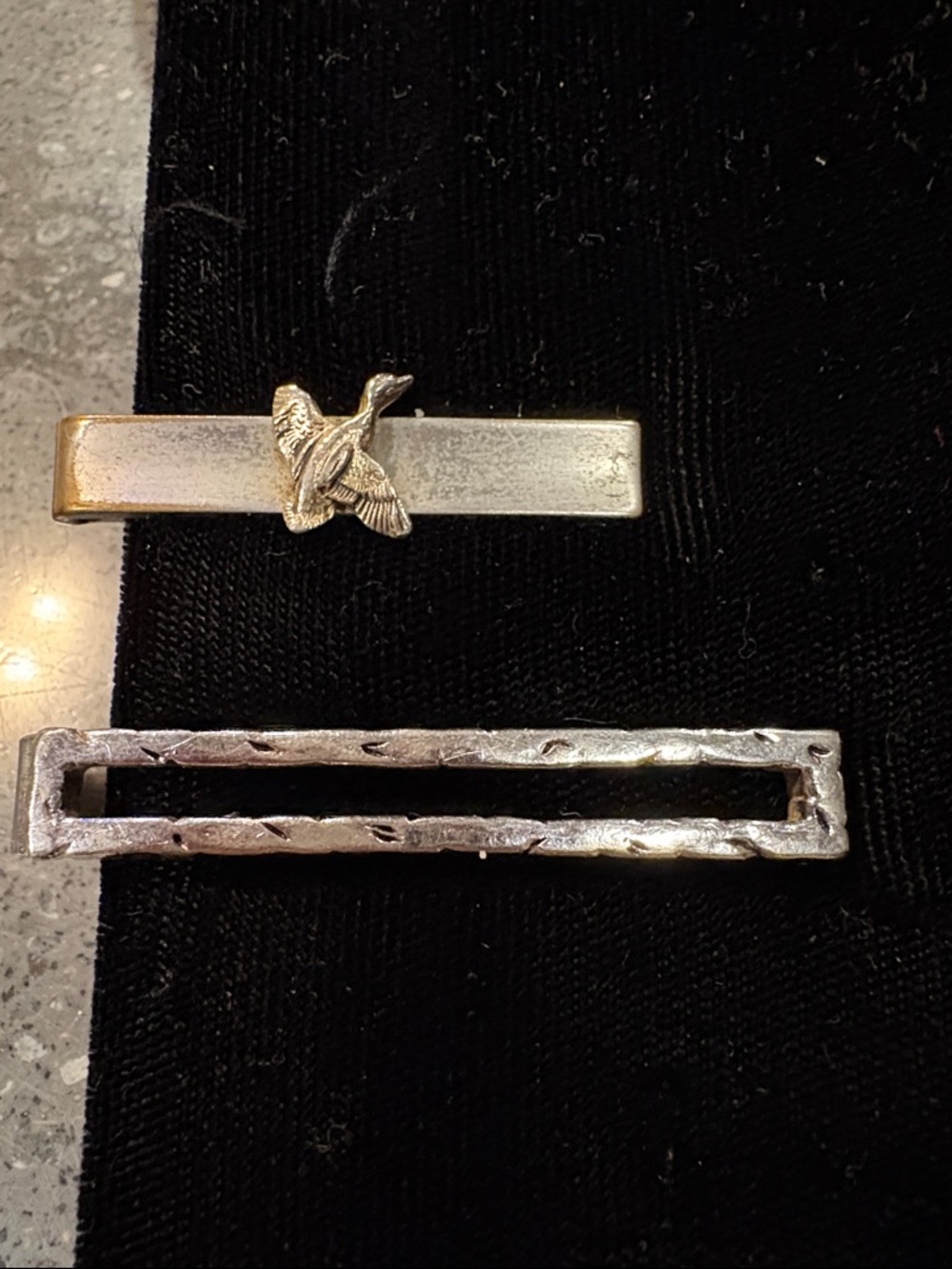 SWANK Silver and Gold Flying Duck Tie Bar